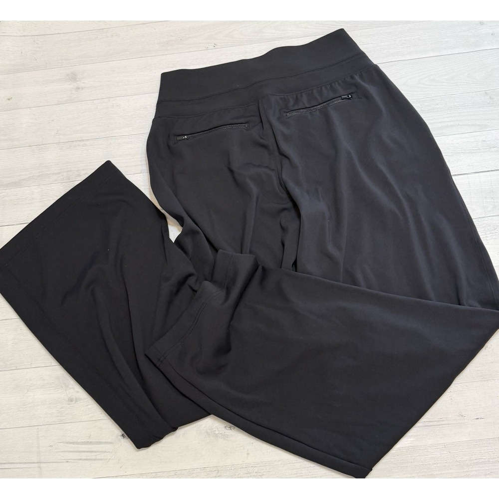 Athleta women's black wide leg pants pull on zippered pockets size medium - Picture 9 of 11
